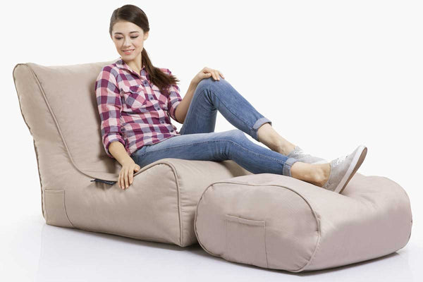 Ottoman Bean Bag in Sandstorm (Easy-Clean, Pet-Friendly, In/Outdoor)