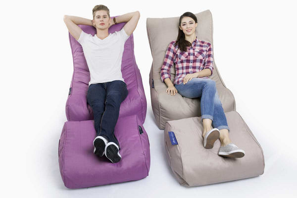 Ottoman Bean Bag in Acai Merlot (Easy-Clean, Pet-Friendly, In/Outdoor)