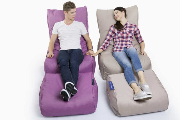 Ottoman Bean Bag in Acai Merlot (Easy-Clean, Pet-Friendly, In/Outdoor)