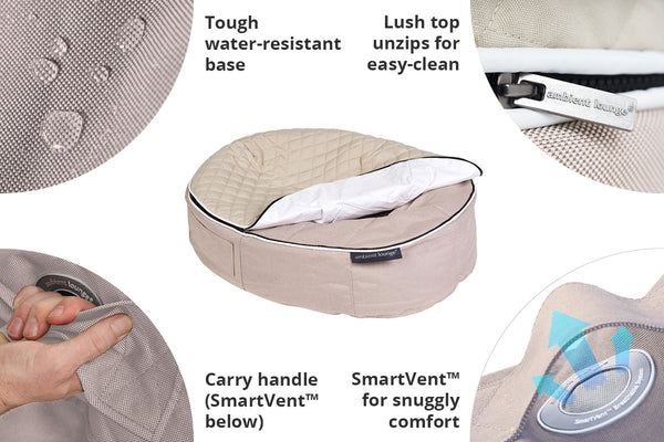 Pet Lounge Dog Bed in Cappuccino - CoolQuilt - Medium (Easy-Clean, Pet-Friendly, In/Outdoor)