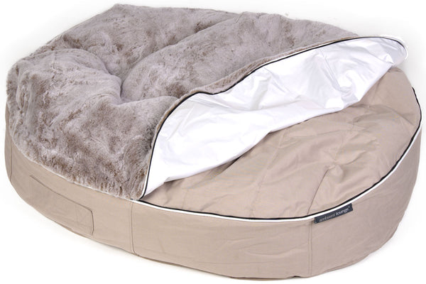 Pet Lounge Dog Bed in Cappuccino - Faux Fur - Medium (Easy-Clean, Pet-Friendly, In/Outdoor)