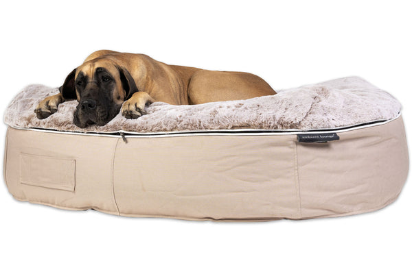 Pet Lounge Dog Bed in Cappuccino - Faux Fur - Large (Easy-Clean, Pet-Friendly, In/Outdoor)