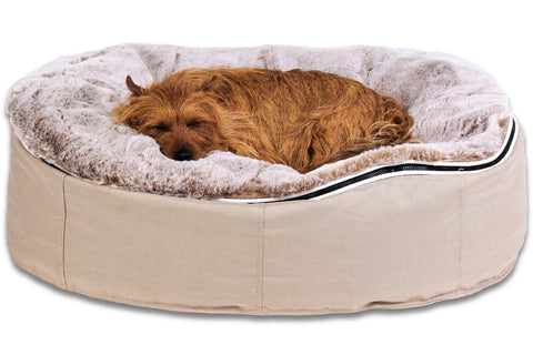 Pet Lounge Dog Bed in Cappuccino - Faux Fur - Medium (In/Outdoor)