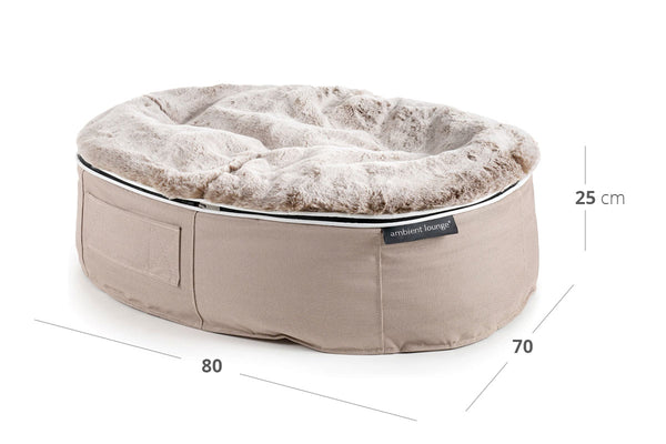 Pet Lounge Dog Bed in Cappuccino - Faux Fur - Medium (Easy-Clean, Pet-Friendly, In/Outdoor)
