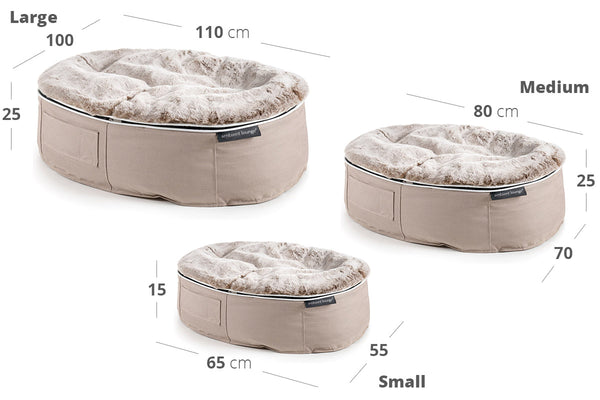 Pet Lounge Dog Bed in Cappuccino - Faux Fur - Large (Easy-Clean, Pet-Friendly, In/Outdoor)