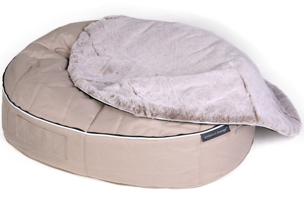 Pet Lounge Dog Bed in Cappuccino - Faux Fur - Large (Easy-Clean, Pet-Friendly, In/Outdoor)