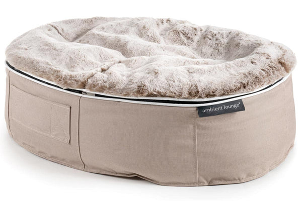 Pet Lounge Dog Bed in Cappuccino - Faux Fur - Large (Easy-Clean, Pet-Friendly, In/Outdoor)