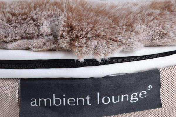 Pet Lounge Dog Bed in Cappuccino - Faux Fur - Large (Easy-Clean, Pet-Friendly, In/Outdoor)