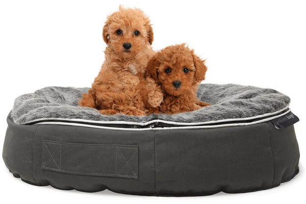 Luxury Grey Small Dog Bed with Lush Faux Fur | Dog Bed Singapore ...