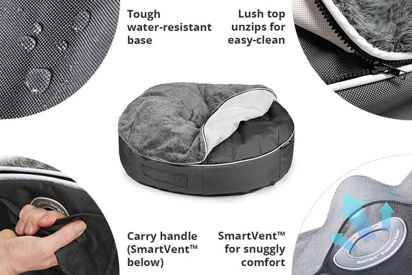 Pet Lounge Dog Bed in Supernova - Faux Fur - Medium (Easy-Clean, Pet-Friendly, In/Outdoor)