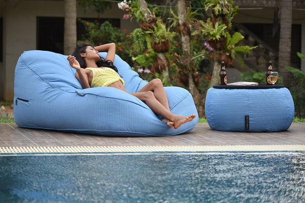 Satellite Twin Sofa Bean Bag in Oceana (Easy-Clean, Pet-Friendly, In/Outdoor)