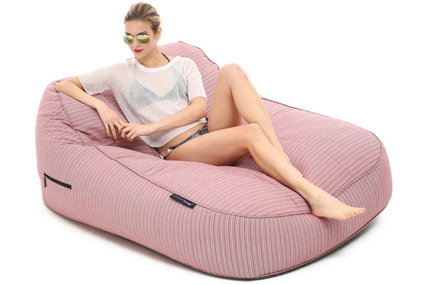 Satellite Twin Sofa Bean Bag in Raspberry Polo (Easy-Clean, Pet-Friendly, In/Outdoor)
