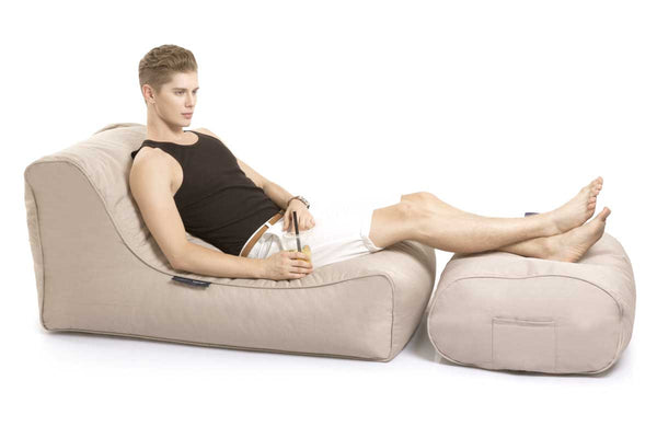 Ottoman Bean Bag in Sandstorm (Easy-Clean, Pet-Friendly, In/Outdoor)