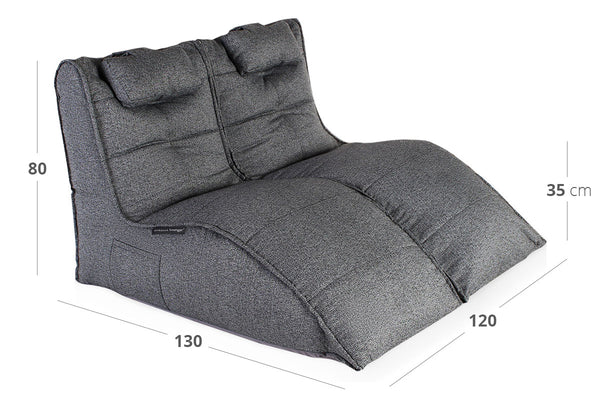 Twin Avatar Lounger Bean Bag in Titanium Weave (Easy-Clean, Pet-Friendly, In/Outdoor)
