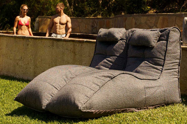 Twin Avatar Lounger Bean Bag in Titanium Weave (Easy-Clean, Pet-Friendly, In/Outdoor)