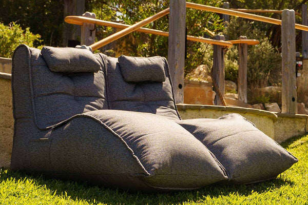 Twin Avatar Lounger Bean Bag in Titanium Weave (Easy-Clean, Pet-Friendly, In/Outdoor)