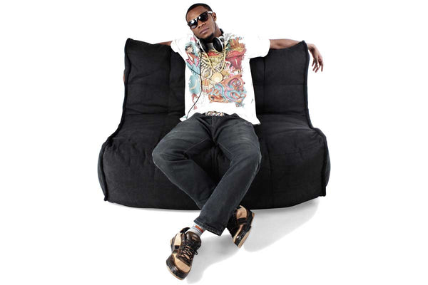 Twin Couch Bean Bag in Black Sapphire (Indoor)
