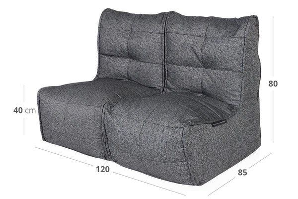 Twin Couch Bean Bag in Titanium Weave (Easy-Clean, Pet-Friendly, In/Outdoor)