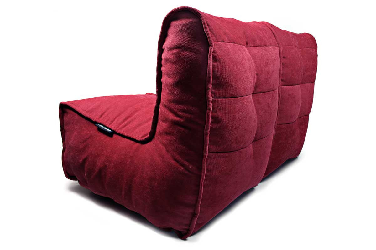 Red Sofa unzips to 2 Chairs Twin Couch Bean Bag Singapore