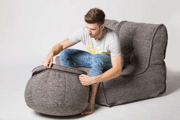 Twin Couch Bean Bag in Luscious Grey (Indoor)