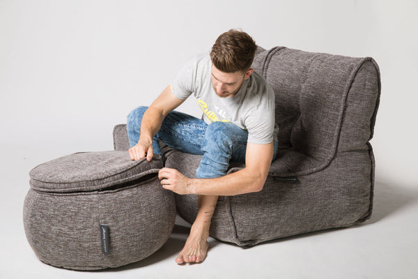 Twin Couch Bean Bag in Luscious Grey (Indoor)